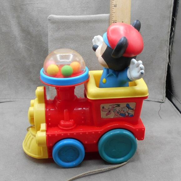 Vintage Disney Mickey Mouse Pull 'n Pop Train Popping Balls Pull Toy - Picture 5 of 7